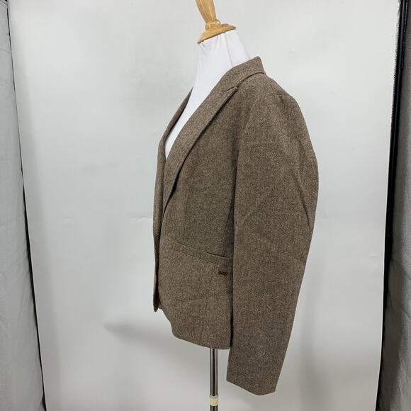 Levis Blazer Womens L Large Brown One Button Wool Blend Polka Dot Lined Jacket - Picture 4 of 13